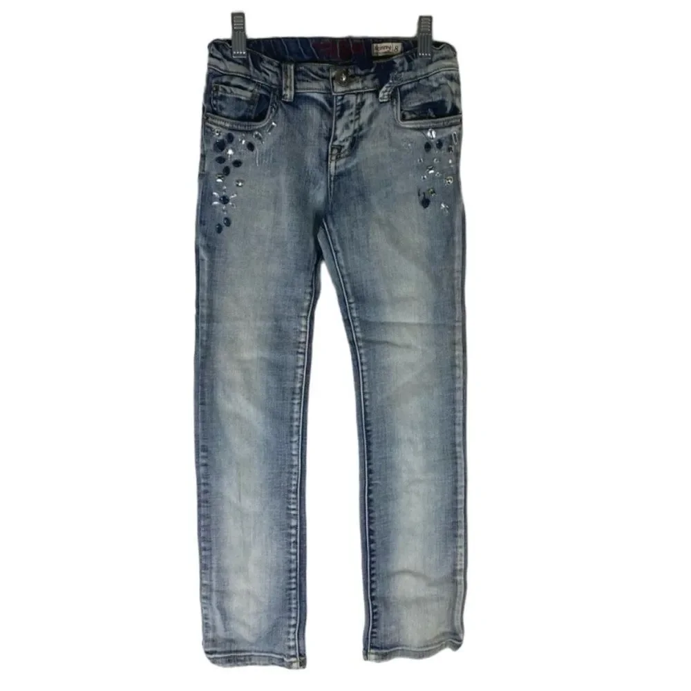 5/$15 Childrens Place Jeans Girls Skinny Embellished Adjustable Waist 5 Pockets